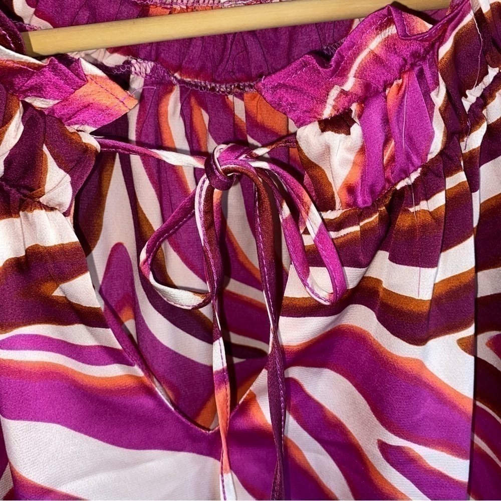 Bibi Vibrant Pink Zebra Print Women's Top M - Picture 7 of 7